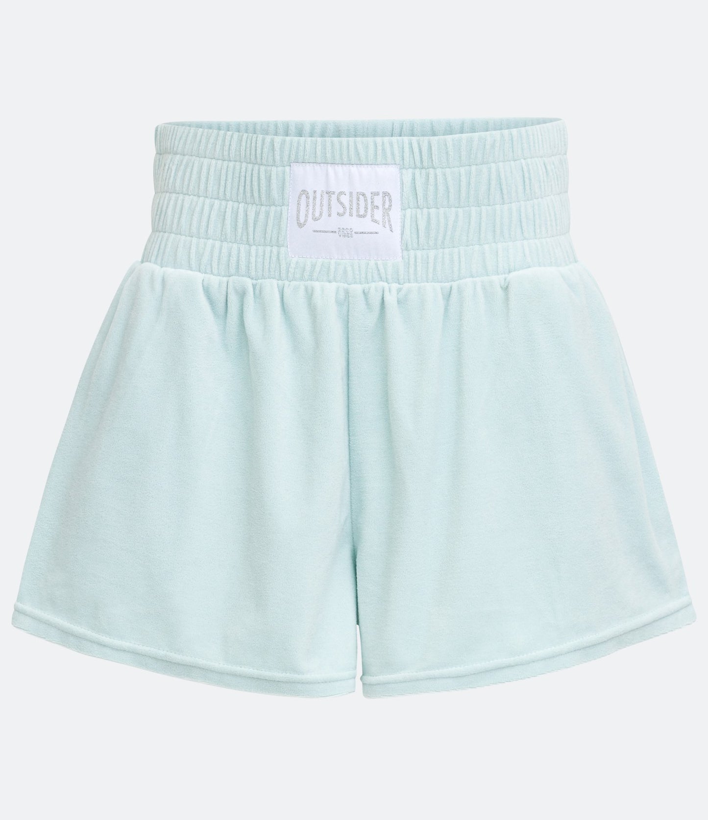 Shorts com cós elástico largo e etiqueta azul