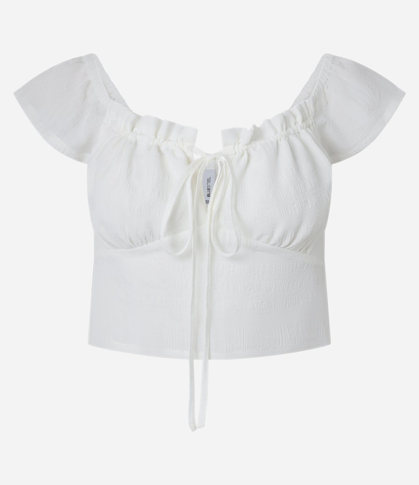 Blusa blanca de gasa con lazo delantero