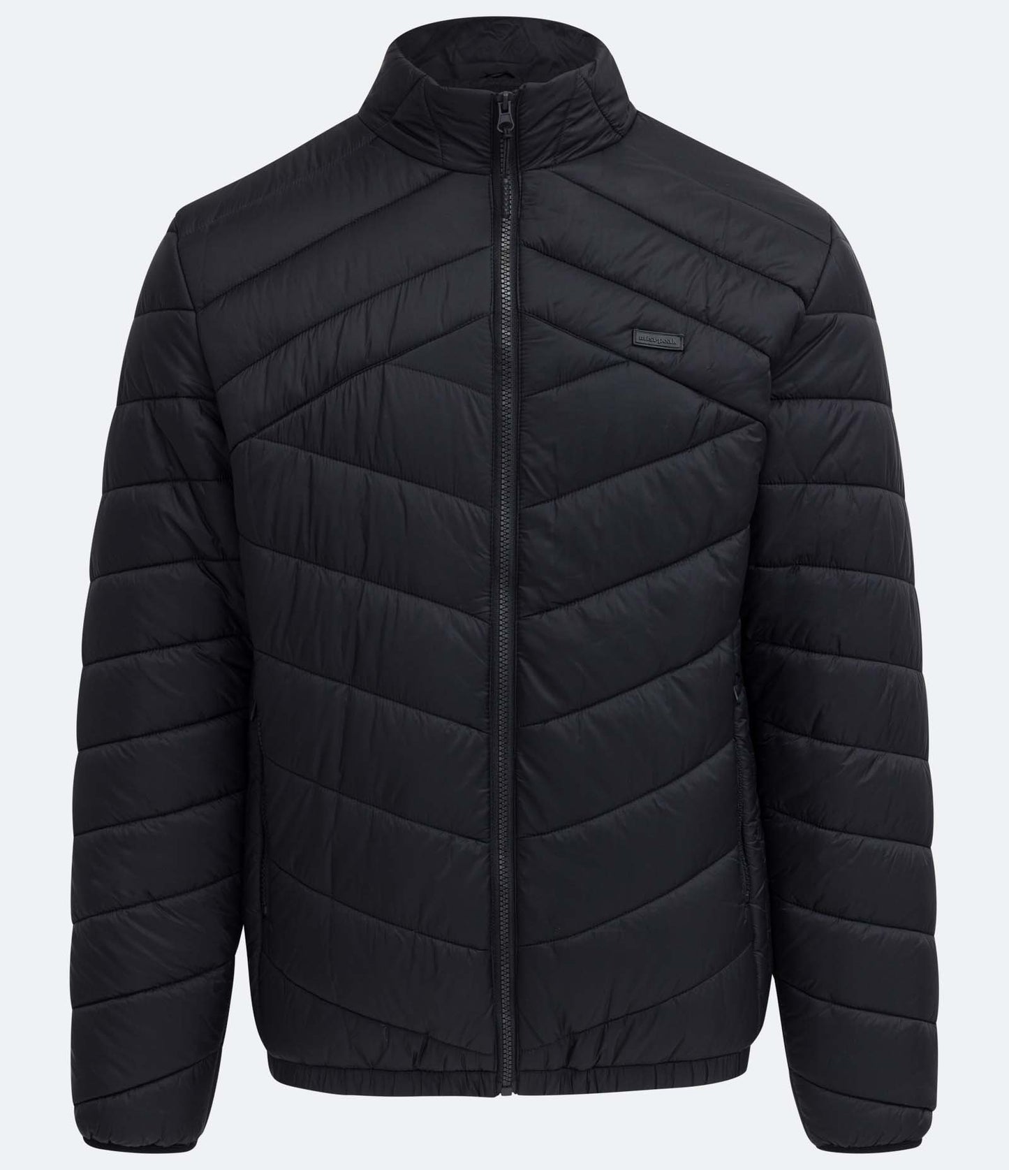 Chaqueta ultraligera de poliamida negra con diseño acolchado y bolsillos