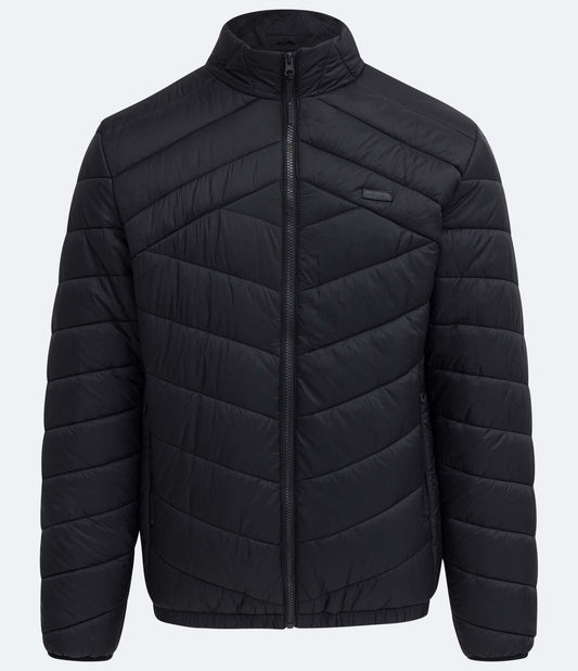 Ultralight Black Polyamide Jacket with Quilted Design and Pockets