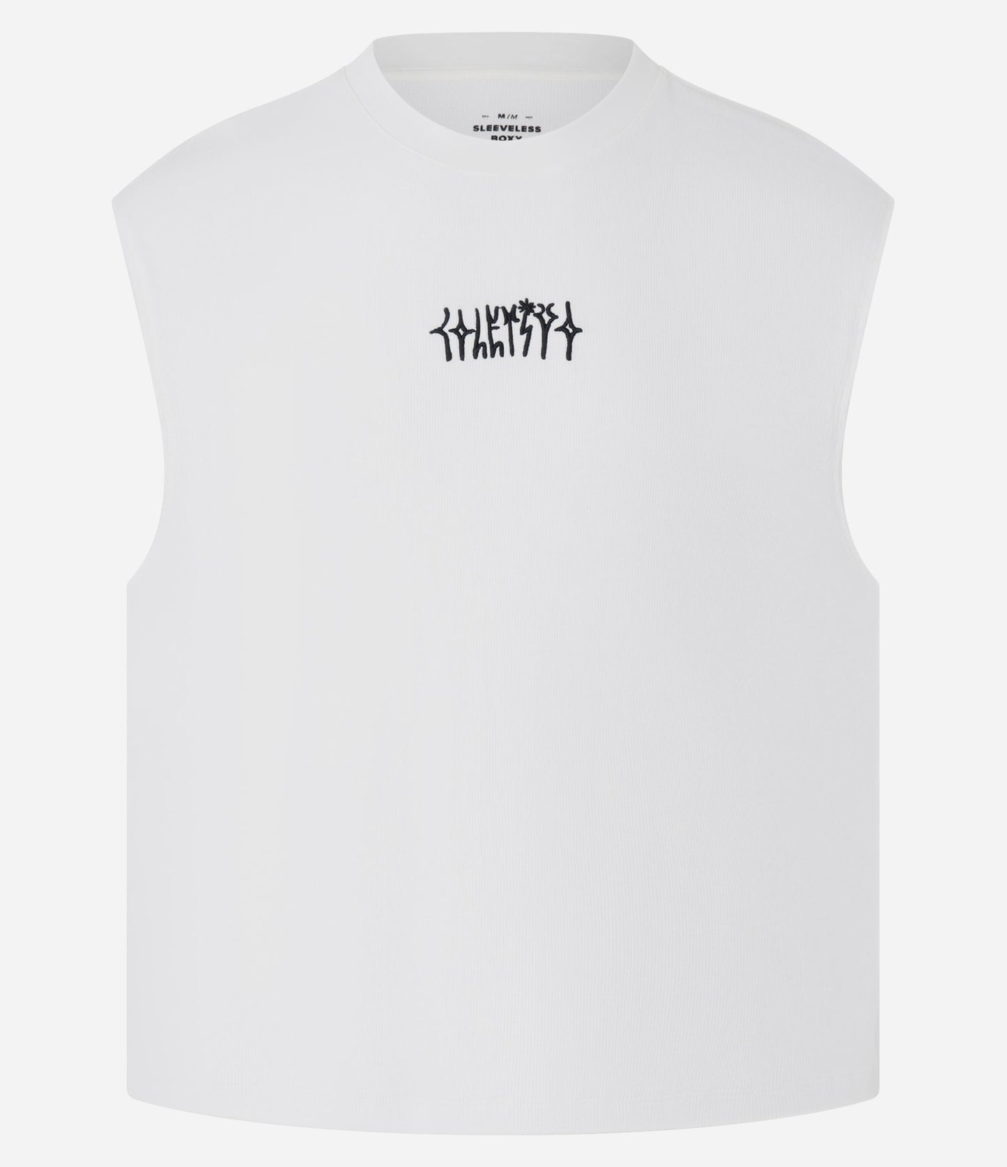 Canotta boxy in cotone con stampa a lettere bianche