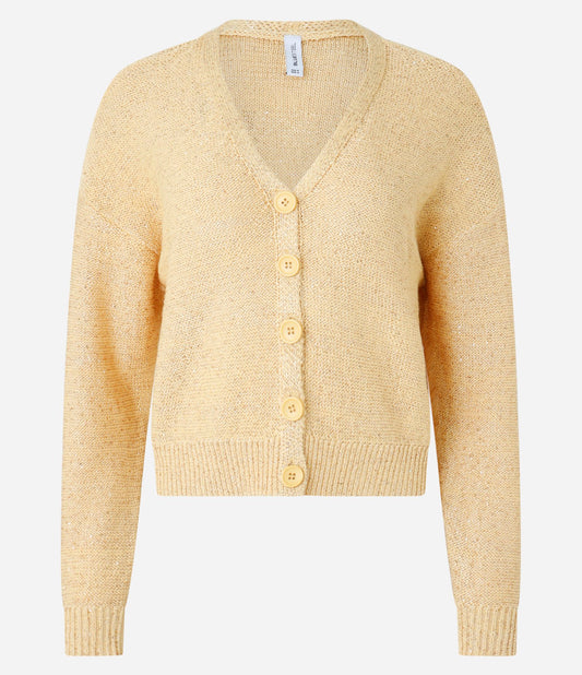 Yellow Knit Cardigan with Sequins