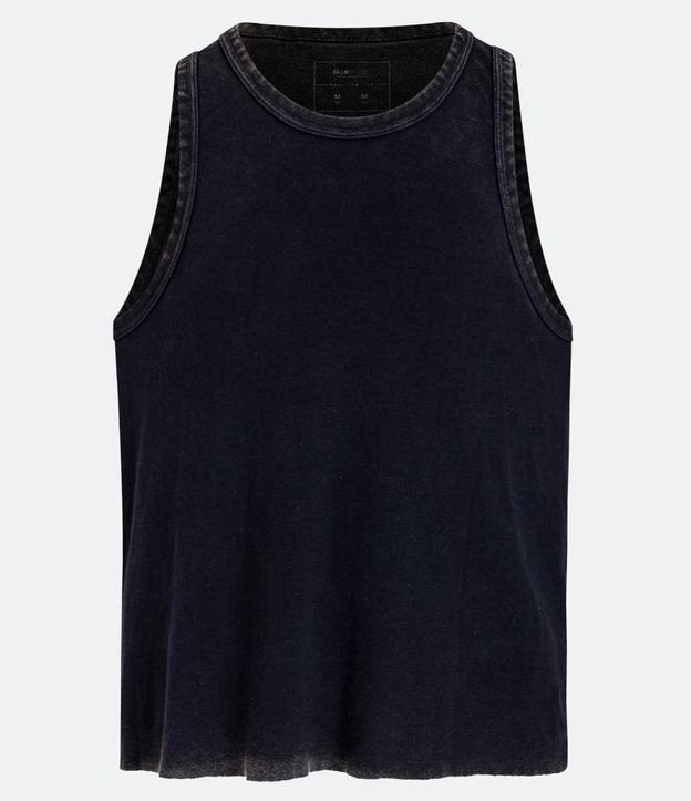 Camiseta longa de algodão com efeito marmorizado e bainha sem acabamento em preto marmorizado
