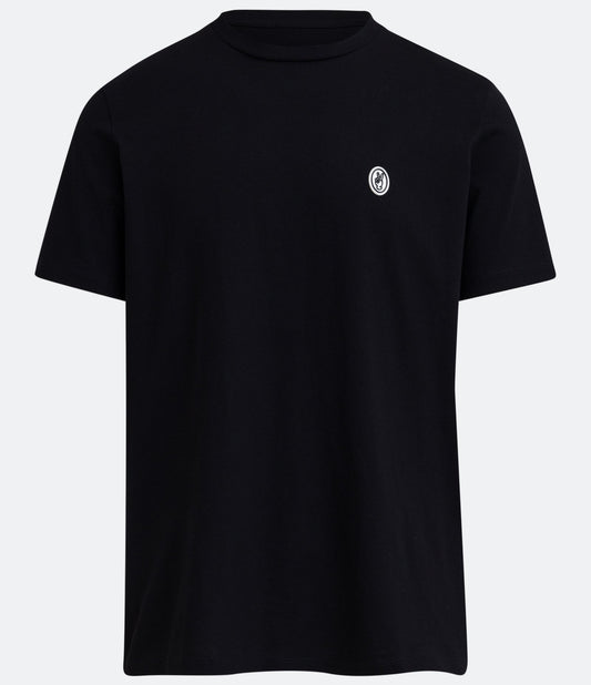 Camiseta Regular de Algodón Peruano con Etiqueta Engomada - Negra