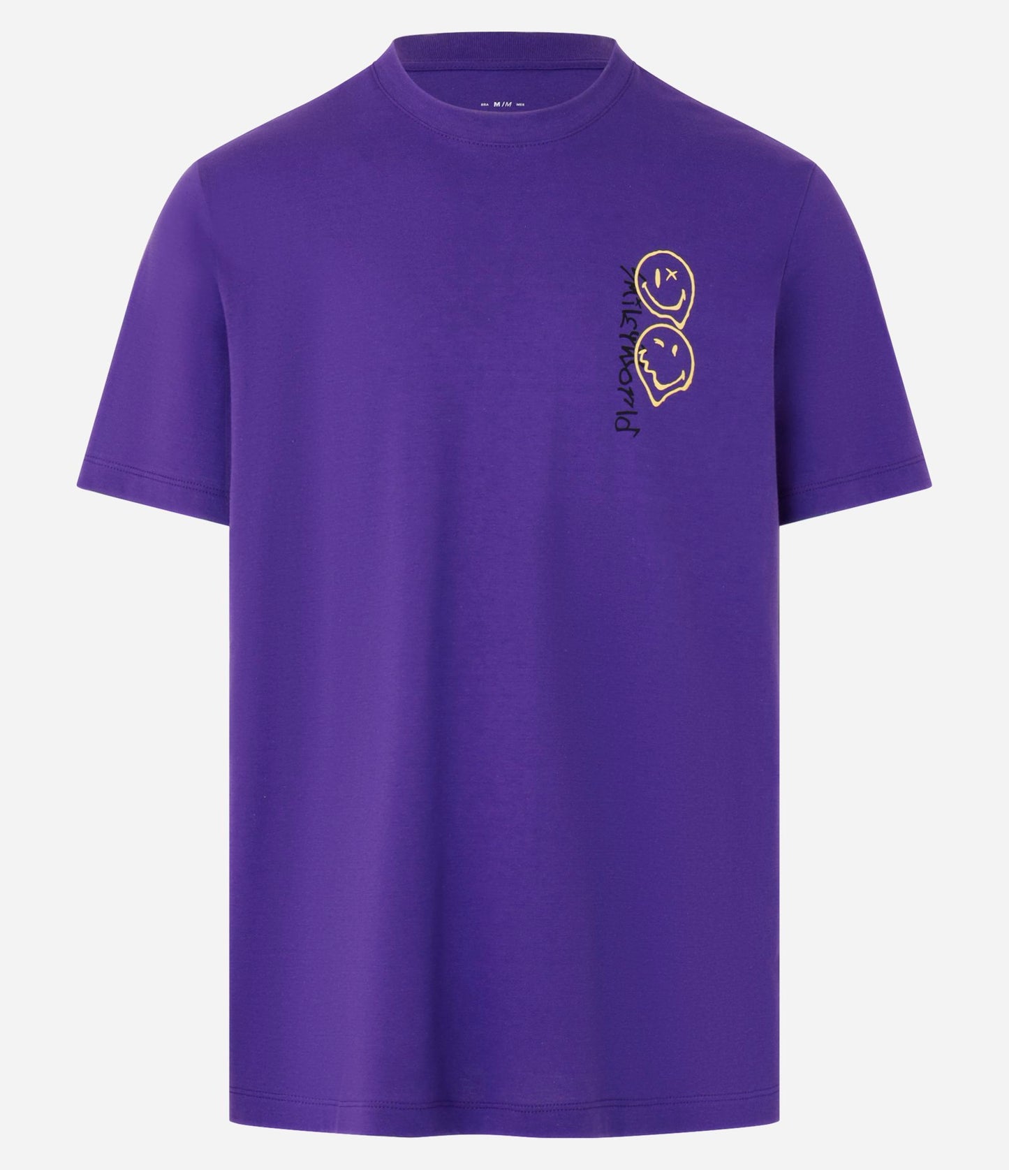 Camiseta de algodón con estampado de sonrisas moradas