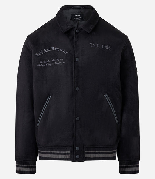 Giacca Varsity grigia con design ricamato a caratteri cubitali