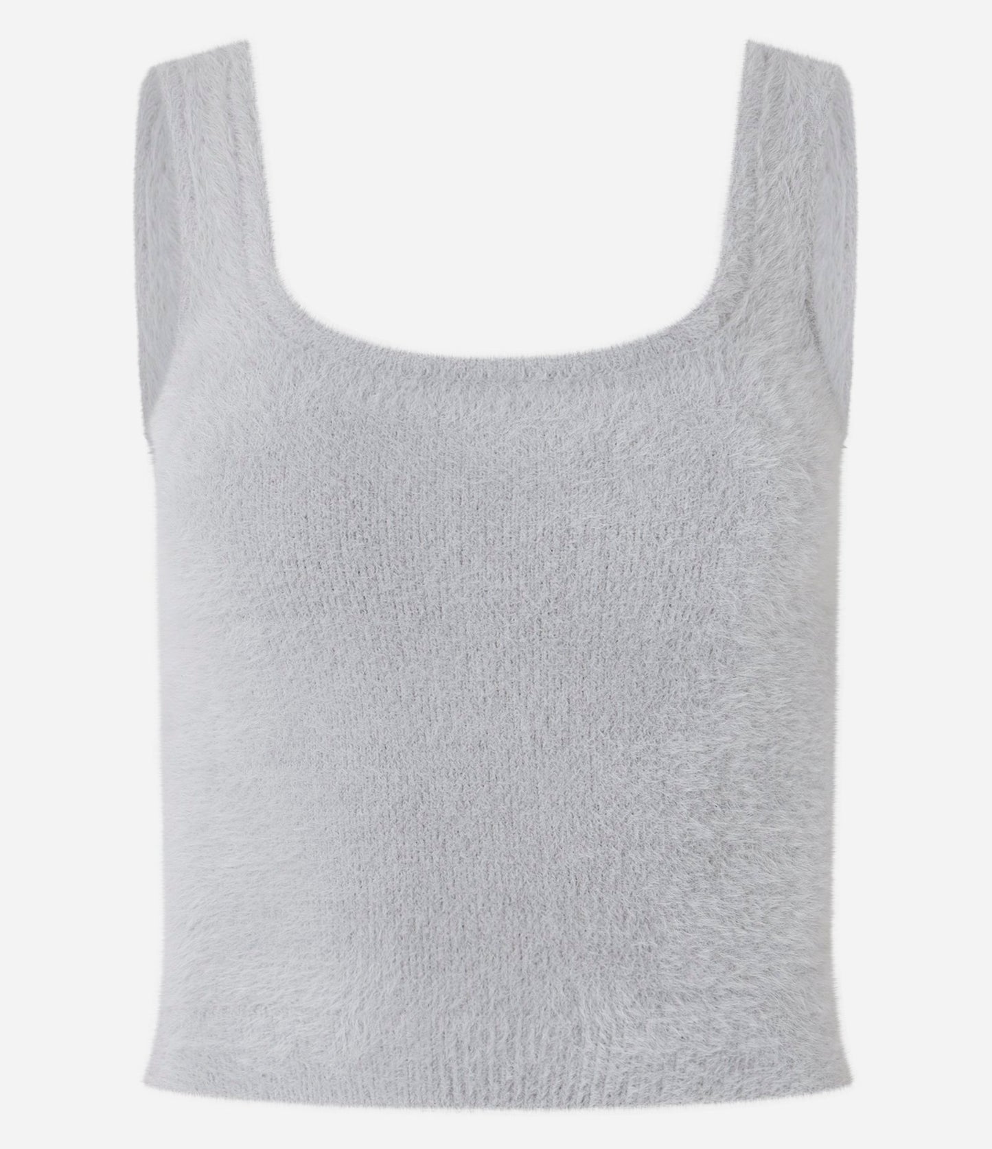 Gray Fuzzy Knit Cropped Tank Top