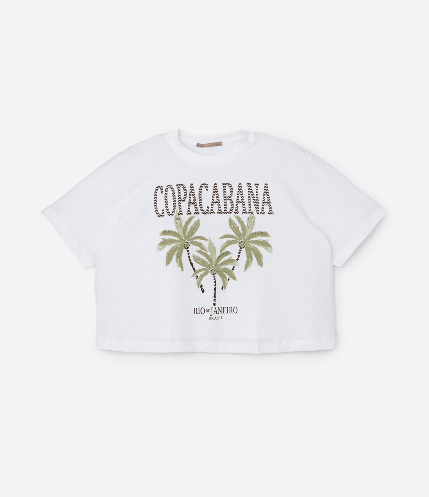 Camicetta in cotone con stampa Copacabana, Curve e taglie forti, bianco