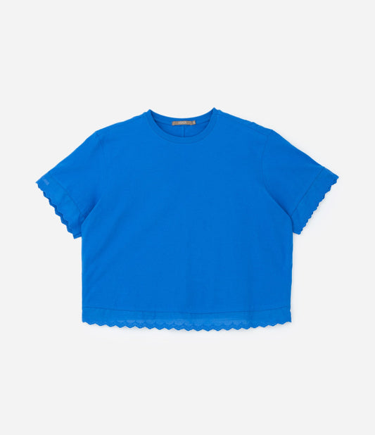Blusa de algodão com detalhes Laise, Curve e Plus Size, azul
