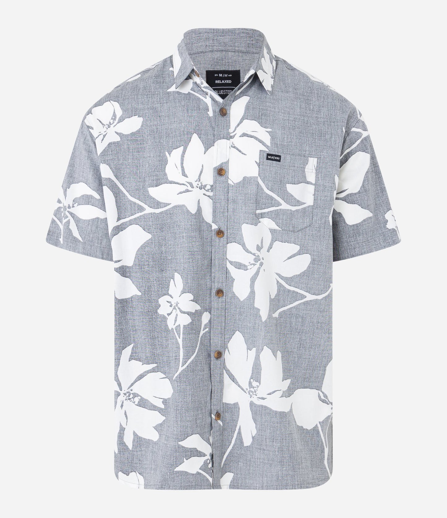 Camicia rilassata in viscosa con stampa floreale grigia