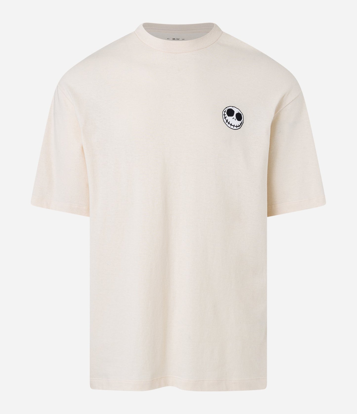 Camiseta de algodão de ajuste descontraído com estampa The Nightmare Before Christmas em branco