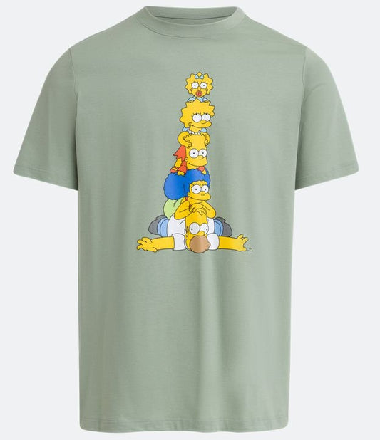 Camiseta verde em malha Jersey com estampa dos Simpsons