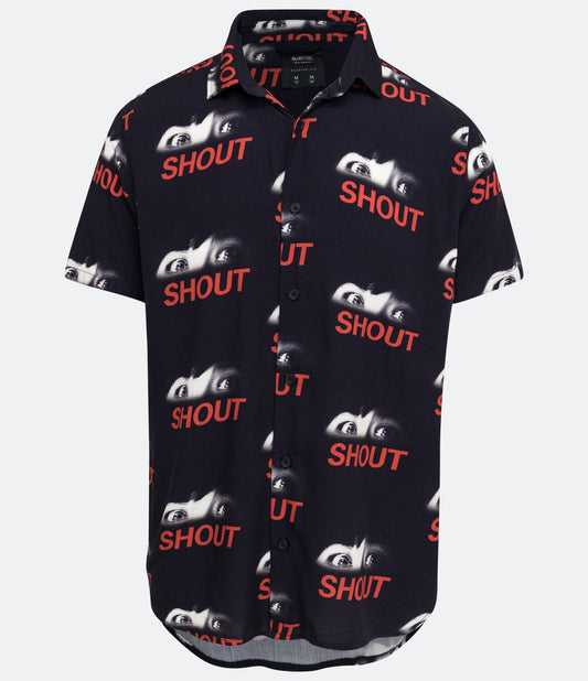 Camisa de manga curta de viscose com estampa Black Eye Shout