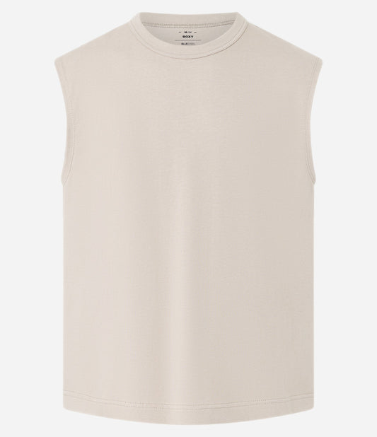 Canotta in cotone con scollo rotondo in Beige