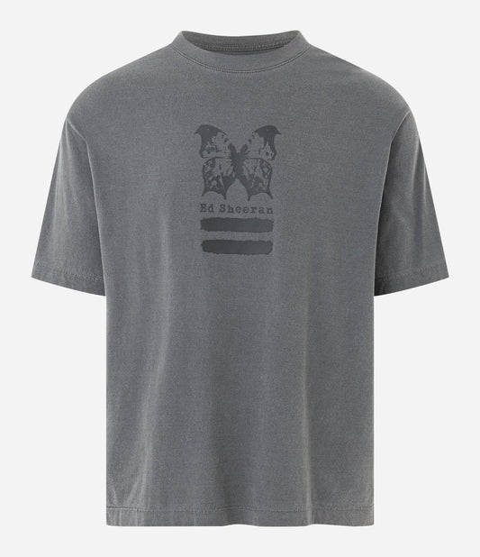 Gray Boxy Cotton T-Shirt with Ed Sheeran Print