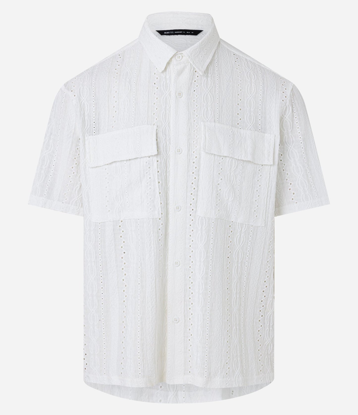 Camicia oversize con pizzo e taschino bianco