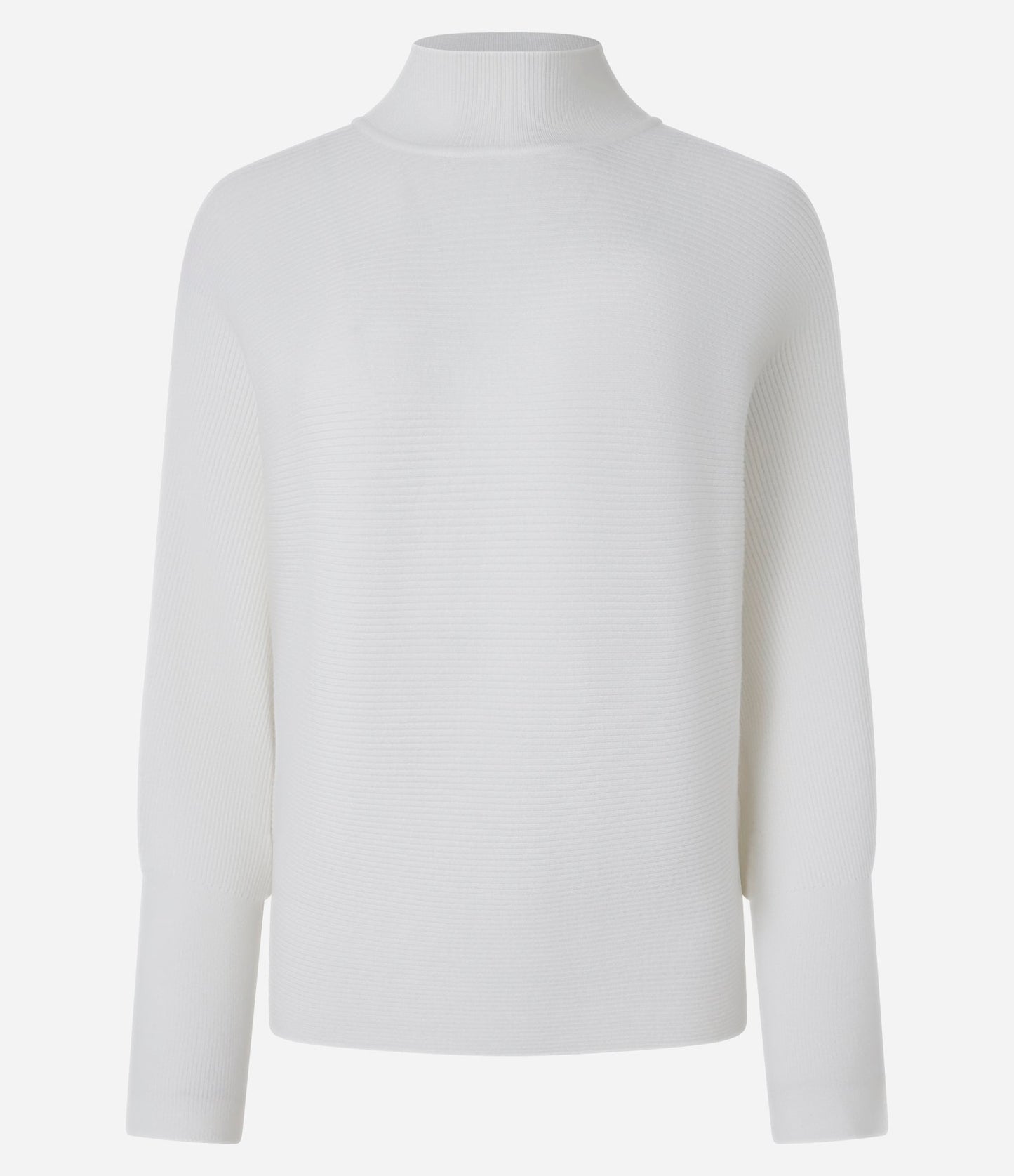 Jersey de cuello alto de punto acanalado en blanco roto