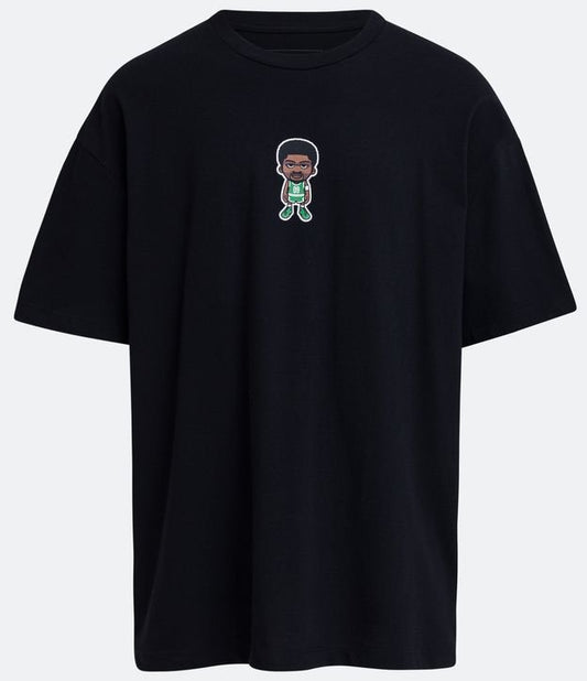 Camiseta descontraída em tecido de jérsei preto com estampa de mini rachaduras