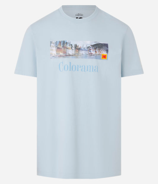 Maglietta in cotone comfort con stampa Kodak Colorama in blu