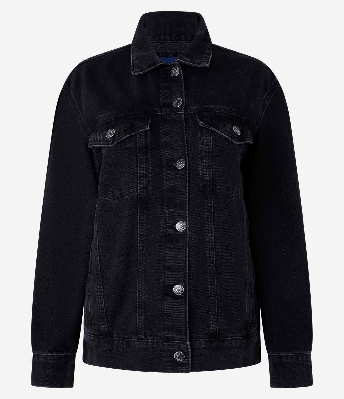 Oversized Black Denim Jacket with Front Pockets