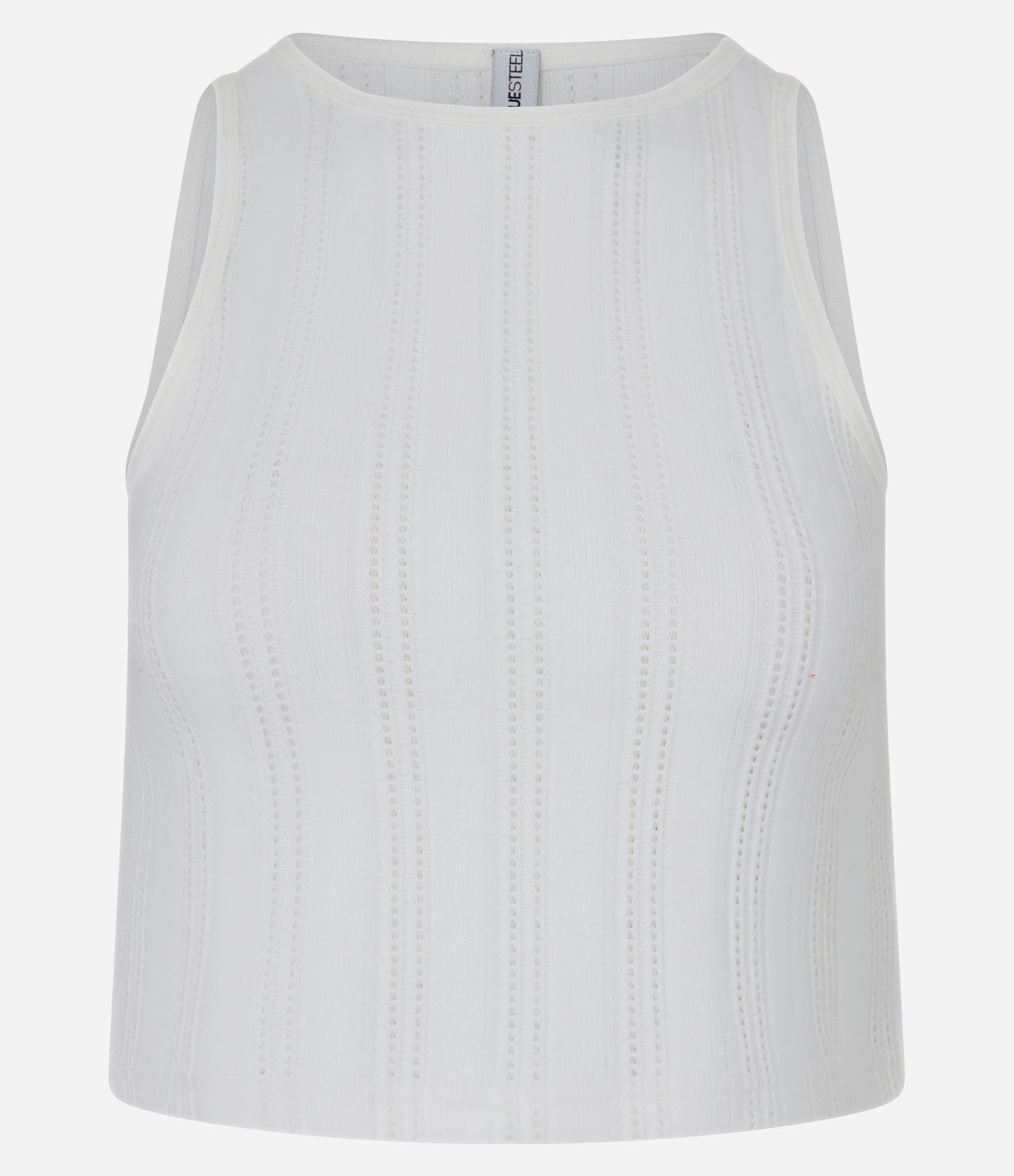 Top cropped a coste e in pile con bordi bianchi a contrasto