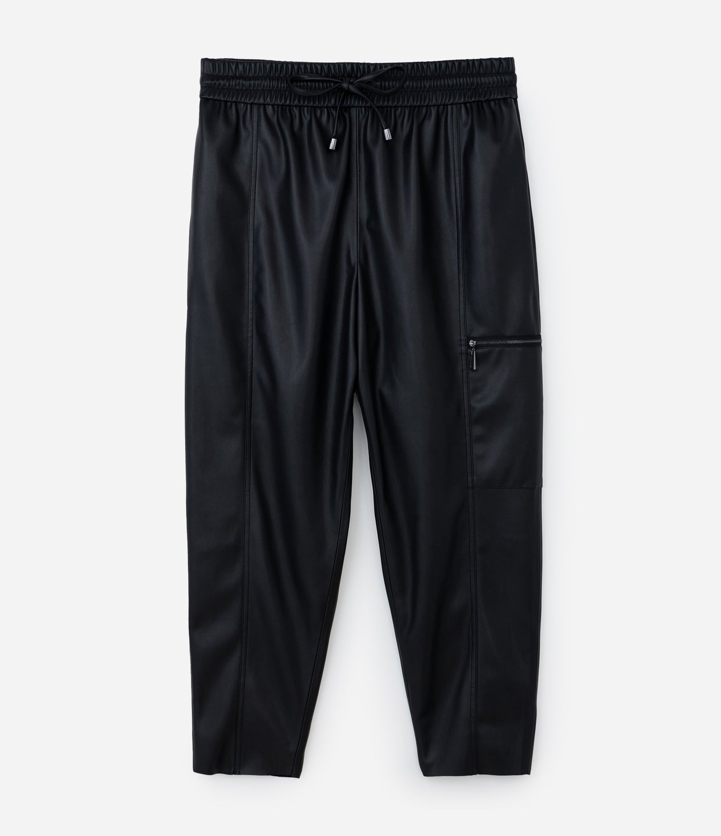 Pantaloni affusolati in materiale sintetico nero - Curve e taglie forti