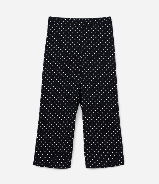 Pantaloni dritti in viscosa a pois con elastico posteriore e taglie forti neri