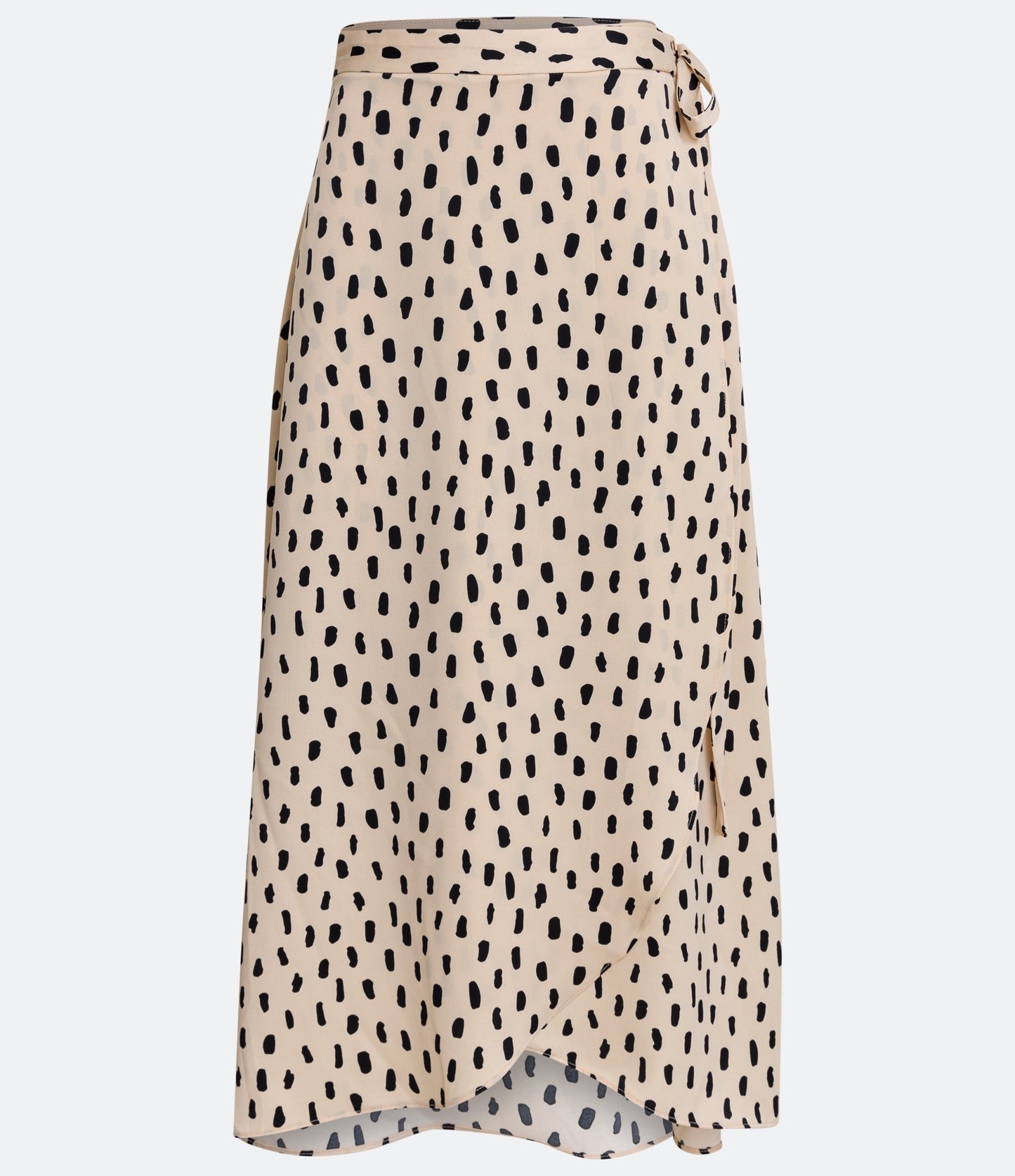 New Beige Polka Dot Wrap Midi Skirt