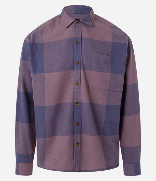 Camicia di flanella rilassata a quadri viola