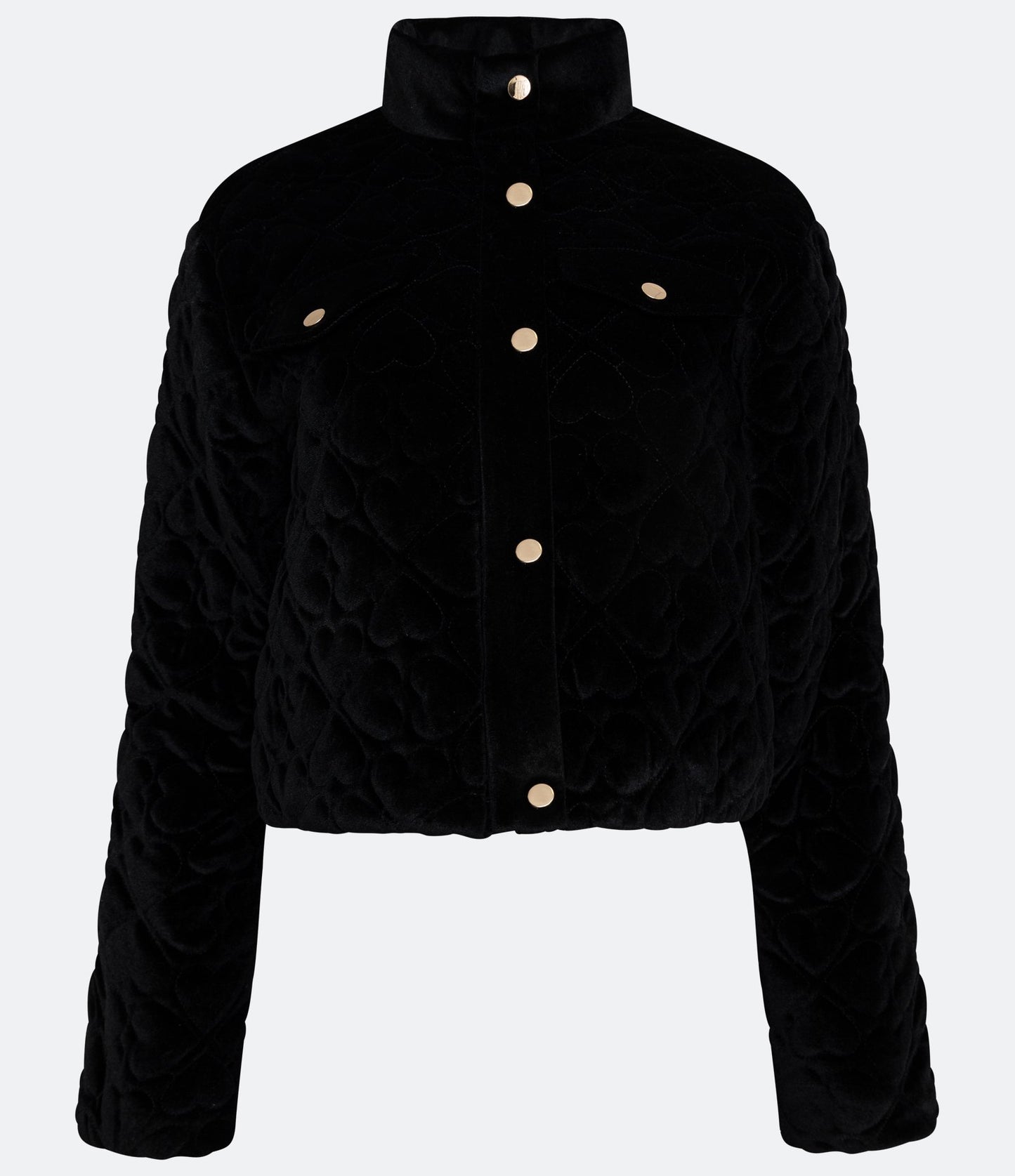 Giacca Puffer in velluto con tasca frontale e bottoni neri