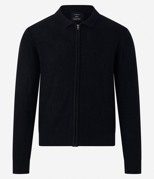 Maglione aperto in cotone a quadri grigio scuro