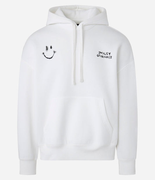 Felpa boxy in cotone con stampa di un sorriso bianco