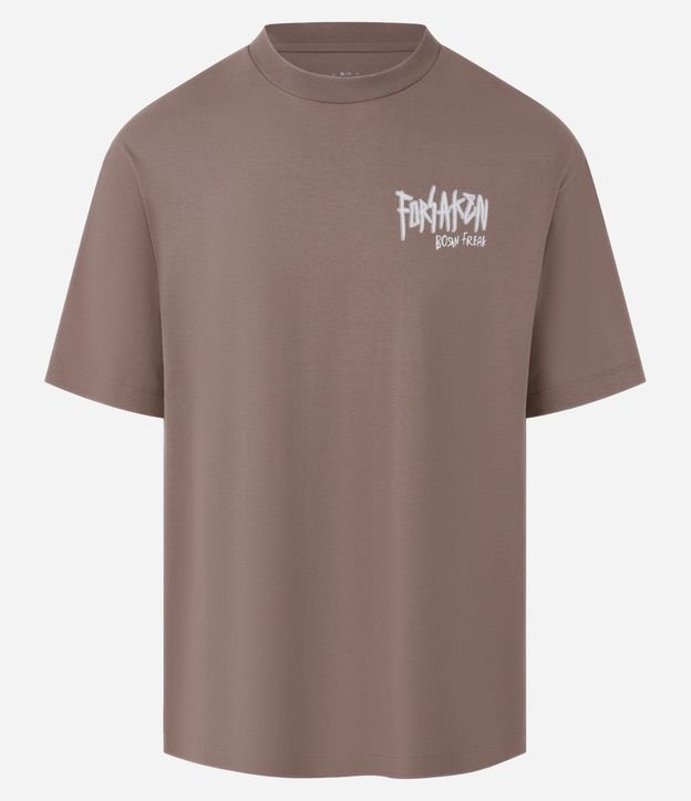 Maglietta in maglia lavata dal taglio rilassato con stampa Forsaken Born Freak in marrone