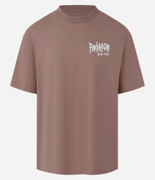 Maglietta in maglia lavata dal taglio rilassato con stampa Forsaken Born Freak in marrone