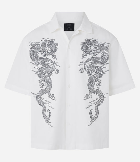 Camicia in twill con stampa drago Off-White