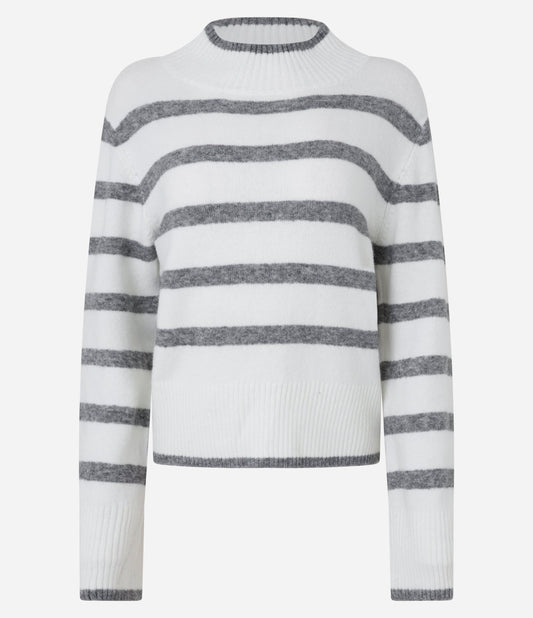 Maglione a righe grigio con colletto