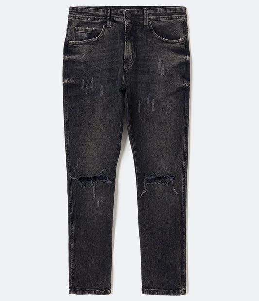 Jeans skinny al ginocchio strappati neri