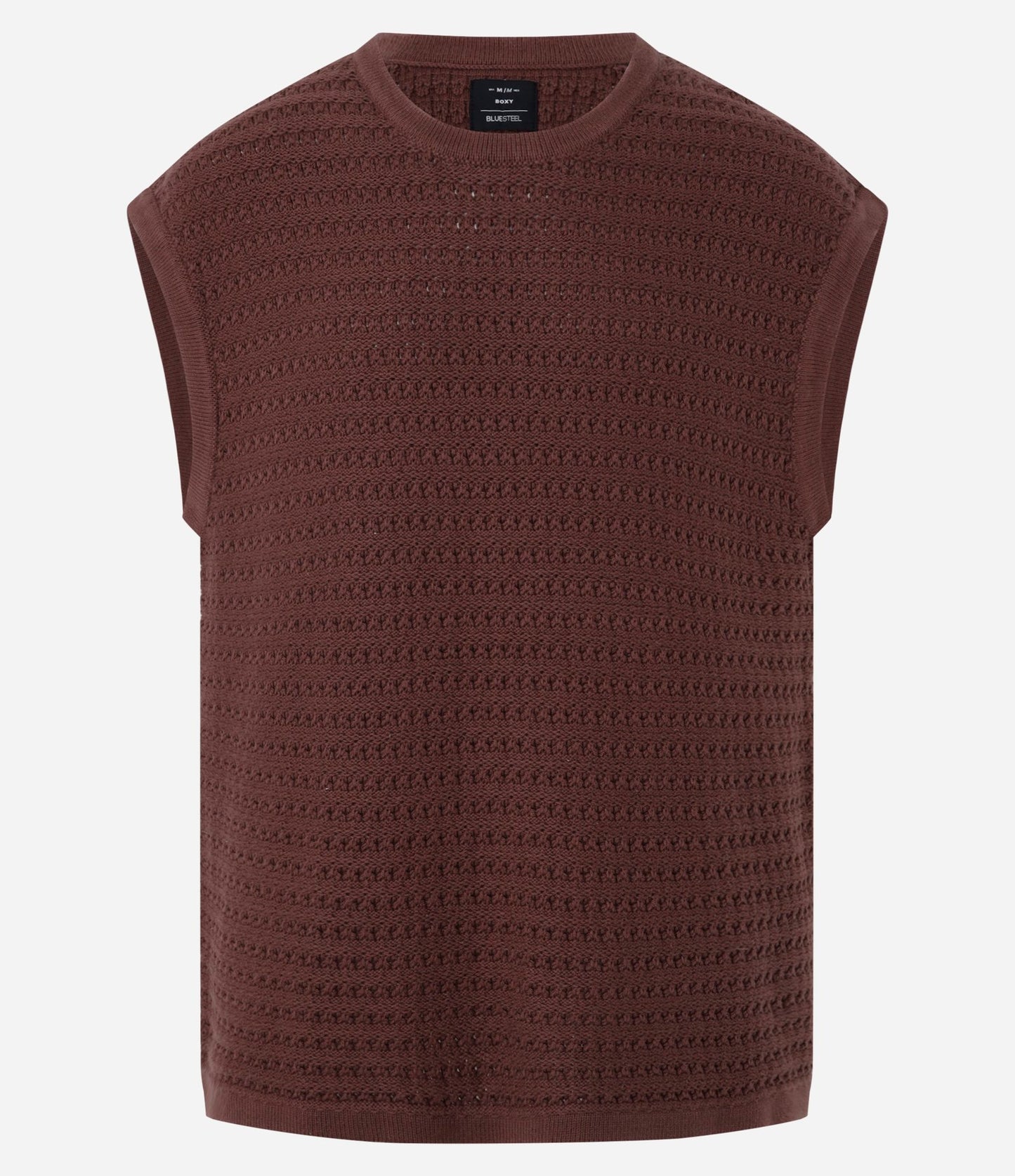 Canottiera marrone in maglia boxy testurizzata