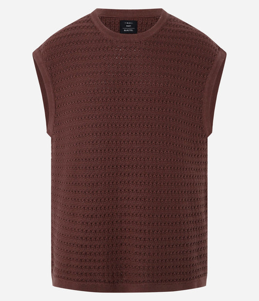 Canottiera marrone in maglia boxy testurizzata