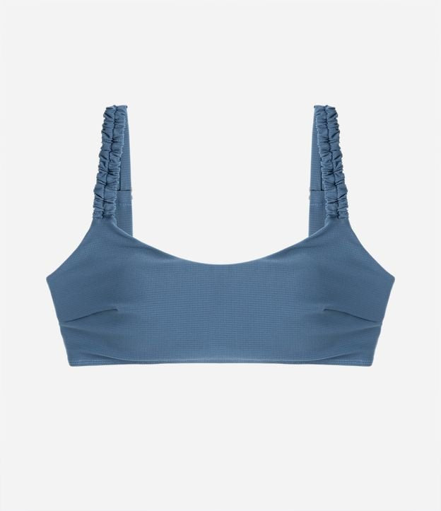Top bikini dritto in microfibra testurizzata, Curve e taglie forti, blu