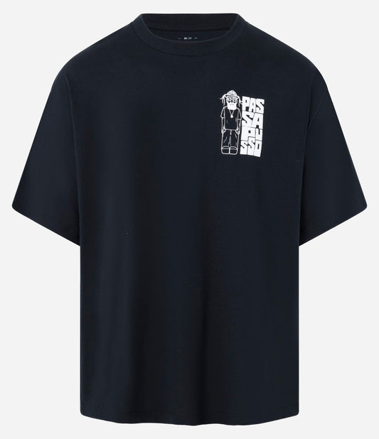 Maglietta in cotone dal taglio rilassato con stampa di Passapusso russo in nero