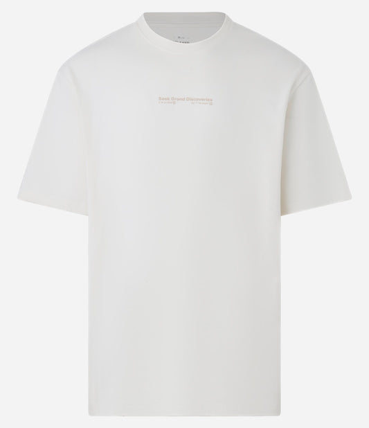 Maglietta dal taglio rilassato in bianco sporco con stampa di lettere e mappe