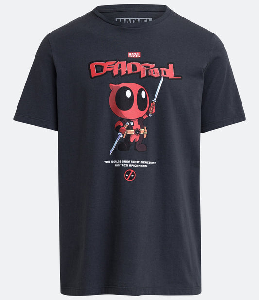 Maglietta grafica Deadpool grigio antracite dal taglio regolare in tessuto a mezza maglia
