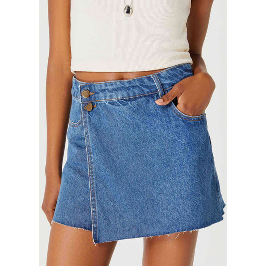 Skort in denim a vita alta