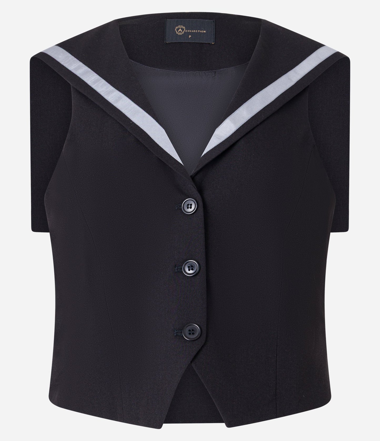 Gilet sartoriale con colletto alla marinara e dettaglio nero a contrasto