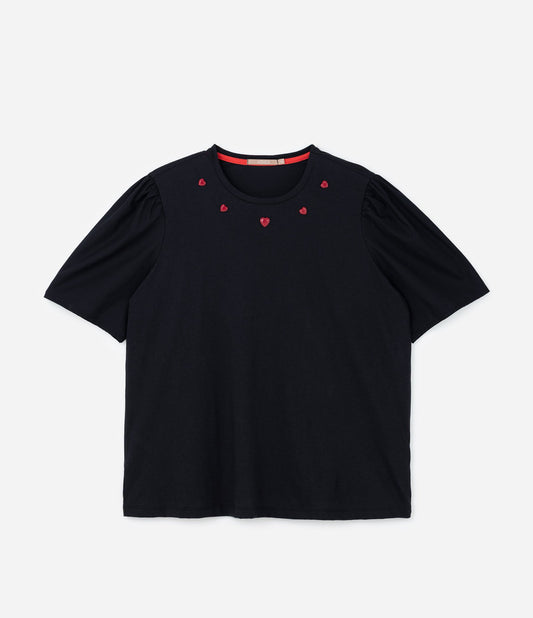 Black Heart Neckline and Balloon Sleeve Curve & Plus Size T-Shirt