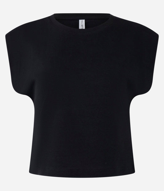 Camicetta senza maniche con spalline a coste nere