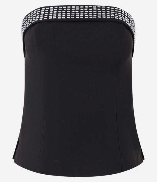Blusa Sastre Larga con Destellos Aplicados en Negro