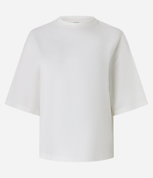 Blusa blanca texturizada de manga corta oversize
