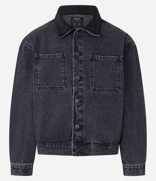 Giacca Trucker Boxy con colletto in velluto nero